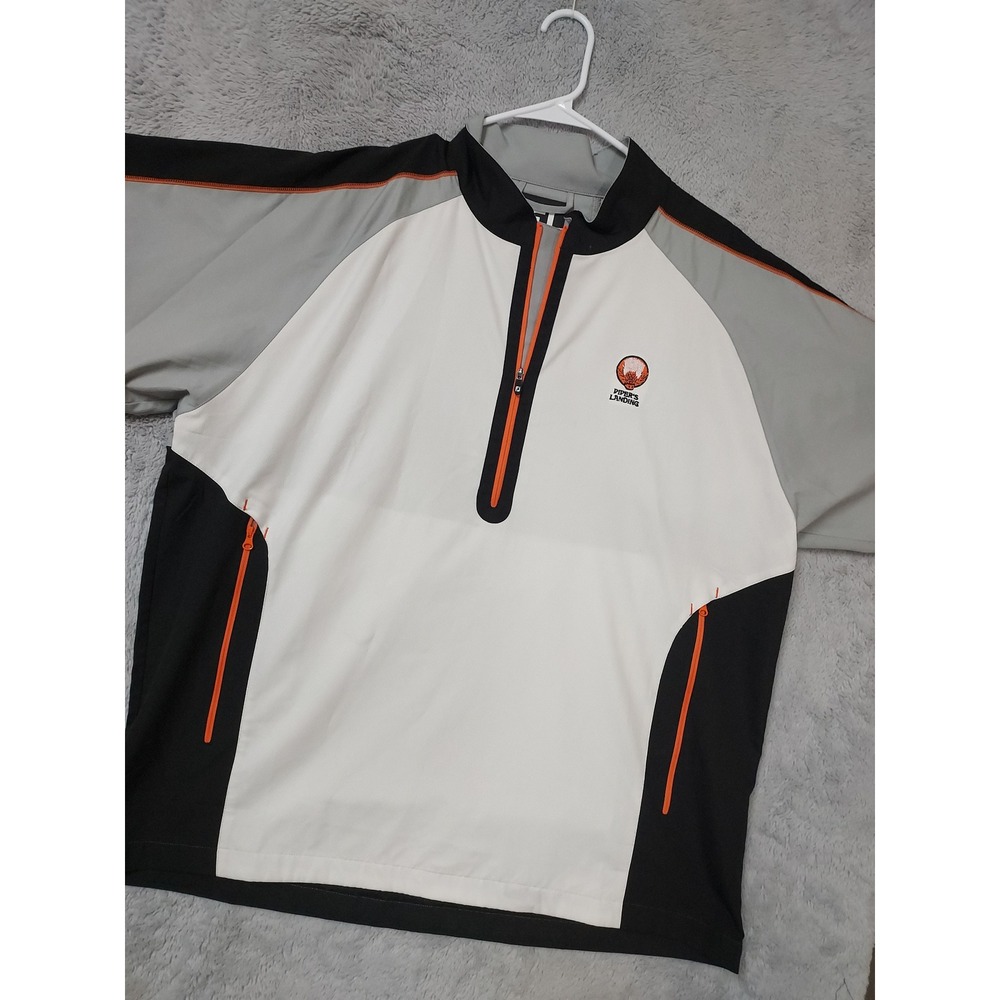 FootJoy Jacket Mens XL Pipers Landing Golf Quarter Zip Pullover White Black Grey